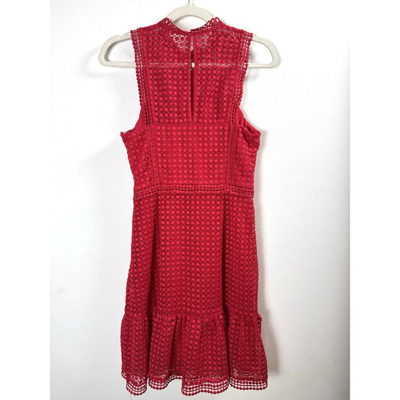 Whistles Crochet Lace Sheath Dress Coquette Date Bohemian Sexy Valentine Red 6 - Picture 2 of 9